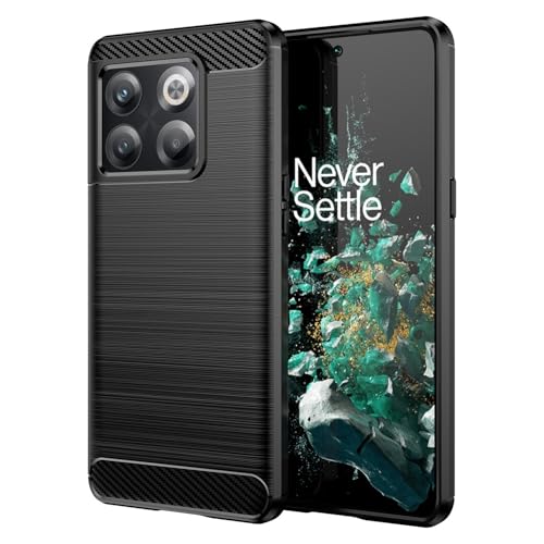 Max Power Digital Funda para móvil OnePlus 10T 5G Carcasa Protectora Antigolpes Silicona Negra Diseño Fibra de Carbono Resistente Absorción de Choque [Compatible Carga Inalámbrica]