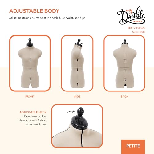 Dritz My Double Designer Adjustable Dress Form - Petite Size US 0-6 - Female Clothing Mannequin for Sewing, Fitting, and Draping - Pinnable Sewing Mannequin with 13 Dials for Fitting + 360 Hem Guide by Dritz - Image 5