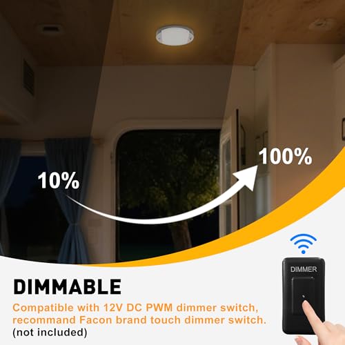 Facon Oval RV Motion Sensor Light - 4W 280LM Warm White (3400K) 12V RV Interior Lighting, LED Ceiling Dome Lights for RV Camper Motorhome Boat