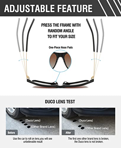 Image of DUCO Retro Square Polarized Sunglasses for Men Women Sun Glasses Acetate Frame 100% UV Protection 2143