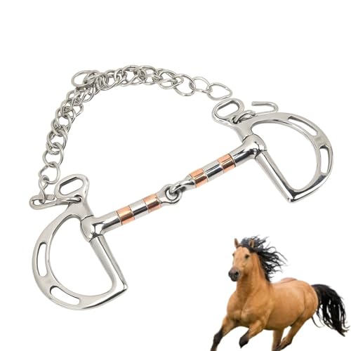 Beufee Horse Bits, Horse Stainless Steel Twisted Wire Copper Mouth D Rings Snaffle Bit Professional Rings Snaffle Bit with Jointed Copper