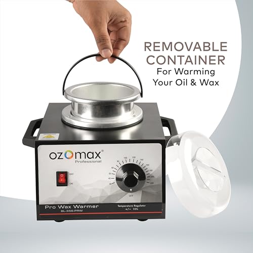 Image of OZOMAX Pro Wax Warmer, (black), Metal Body, Professional-Grade Wax Heater for Hair Removal, Waxing, and Depilatory Treatments, Fast Heating, Thermostatic Control, Autocut Off, Safe, Durable, and Easy to Clean
