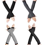 JazRvr 4er-Set Grunge Armwärmer, Y2K Accessoires für Goth und Punk Style, Dunkle Armstulpen für Outdoor-Aktivitäten und Mode, 30 cm Länge