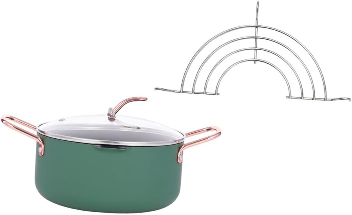 Toyvian Non-stick Cooking Pot and Frying Basket Set 20cm, Multi-functional Stockpot for Food Preparation, Household Soup Pot for Stove Top Cooking Random Color