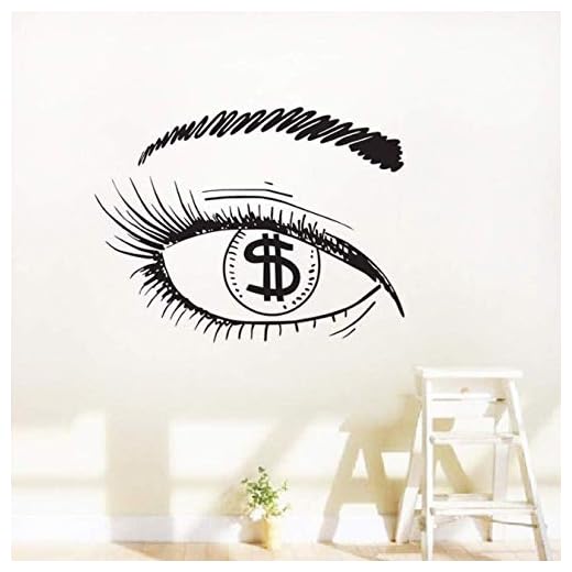 Dollar i ögat väggklistermärke flicka ögonfrans smink fönster klistermärke dekorativ vinyl väggklistermärke konst väggmålning 59 x 78 cm