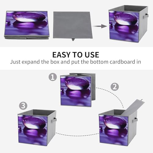 Boîtes de rangement pour dressing lot de 6 cubes pliables violets - 6