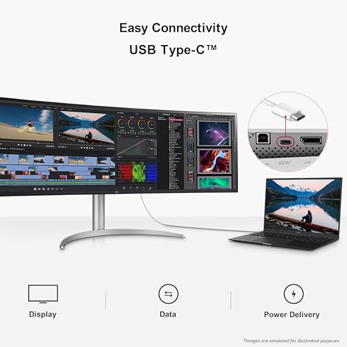 LG UltraWide Monitor Curved 49WQ95C, 49 Inch, DQHD (5120x1440 px), 144Hz, Nano IPS Display, VESA Display HDR 400, Nvidia G-sync Compatible, AMD FreeSync, USB Type-C, Stereo Speakers, Ergonomic Design