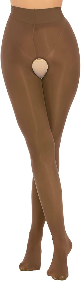 Sxiwei Womens Oil Silk Pantyhose Sheer Hollow Out High Waist Tights Thigh High Stockings Legging