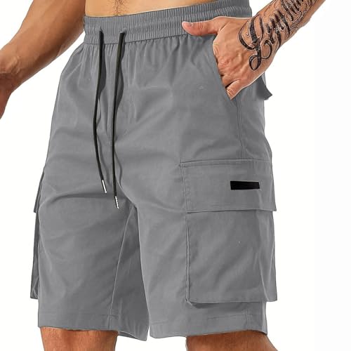 Short cargo homme décontracté avec cordon de serrage tendance pour l'été
