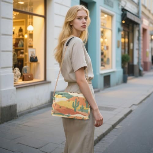 Sac à bandoulière en cuir PU motif cactus du désert pour femme Mnsruu élégant