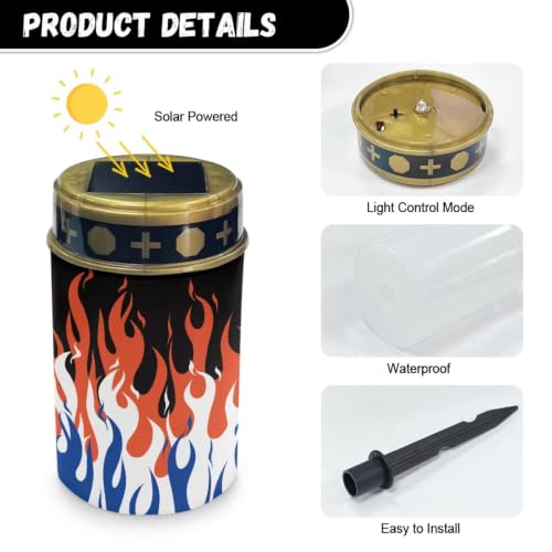 Image of Halloween Solar Flame Lights, Waterproof Flameless Candles | Solar Lights for Cemetery Grave Decorations Water Resistant LED Flameless Candle for Grave Memorial Gift Decor