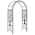 Evergreen Plow & Hearth Tree of Life Garden Arbor - 7 Feet Tall | Slim Metal Arch with Iron Trellis for Climbing Plants | Elegant Wedding Arbor | Outdoor Patio & Garden Decor