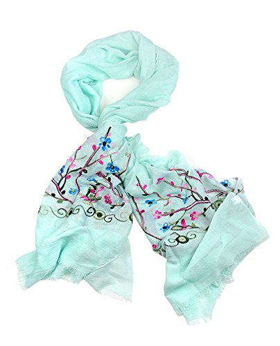 NYFASHION101 Women's Floral Embroidered Spring Scarf Shawl Wrap3