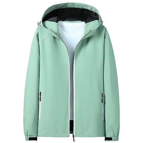 Generisch Women's Waterproof Breathable Long Transition Jacket Large Sizes Raincoat Plain Winter Jacket Minimalist Windbreaker Outdoor Jacket Zip Hooded Jacket Leisure Jacket, Green, M Generisch Women's Waterproof Breathable Long Transition Jacket Large Sizes Raincoat Plain Winter Jacket Minimalist Windbreaker Outdoor Jacket Zip Hooded Jacket Leisure Jacket, Green, M