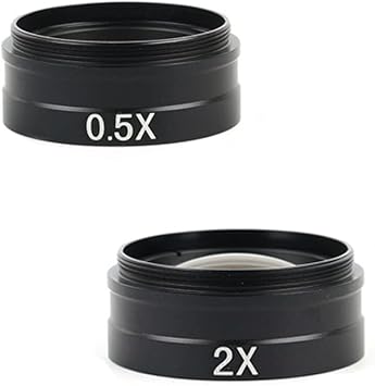 JOEBO Microscope Kit 0.3X 0.5X 0.75X 1X 2X Barlow Auxiliary Objective Glass Lens 42mm for 10A 300X 180X C-Mount Len Industry Digital Microscope Camera Microscope Lens Adapters0.5X 2.0X