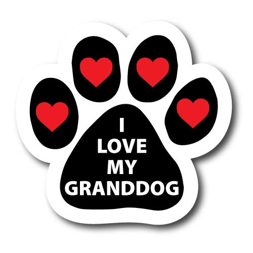 Image of I Love My Granddog with Hearts Pawprint Car Magnet 5 Inch, Dog Lover Gift