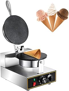 VEVOR Commercial Ice Cream Cone Waffle Maker Machine, 110V Electric Waffle Cone Machine, 1200W Stainless Steel Egg Cone Baker w/ Non-Stick Teflon Coating, Temp & Time Control for Restaurant Bakeries