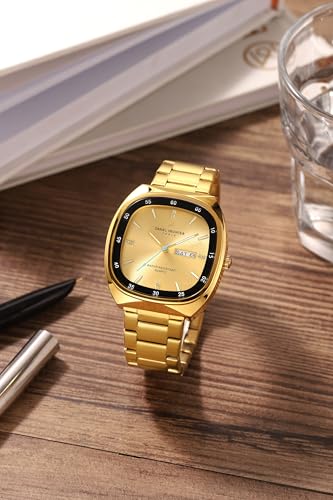 Image of Daniel Hechter Paris Bercy Collection Analog Quartz Watch for Men with Square Dial, Day-Date Display, Crystal Hour Markers and Stainless Steel Strap - DHM1053