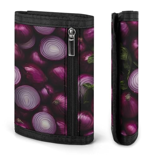 Red Onions Purple Onions Trifold Wallets Lightweight RFID Blocking Wallet Credit Card Holder Custom Gifts for Men Women3