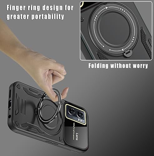 Case for Oppo A77 with Magnetic Attraction 360° Ring Stand Cover for Oppo A77 with Screen Camera Protector Hard PC TPU Case Blue