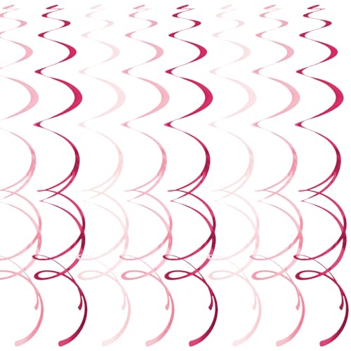 Image of 40Pcs Pink Hanging Swirls Party Decorations Plastic Spirals Streamers Foil Ceiling Decor for Pink-Themed Parties Birthday Baby Showers Valentine's Galentine's Day Bridal Showers