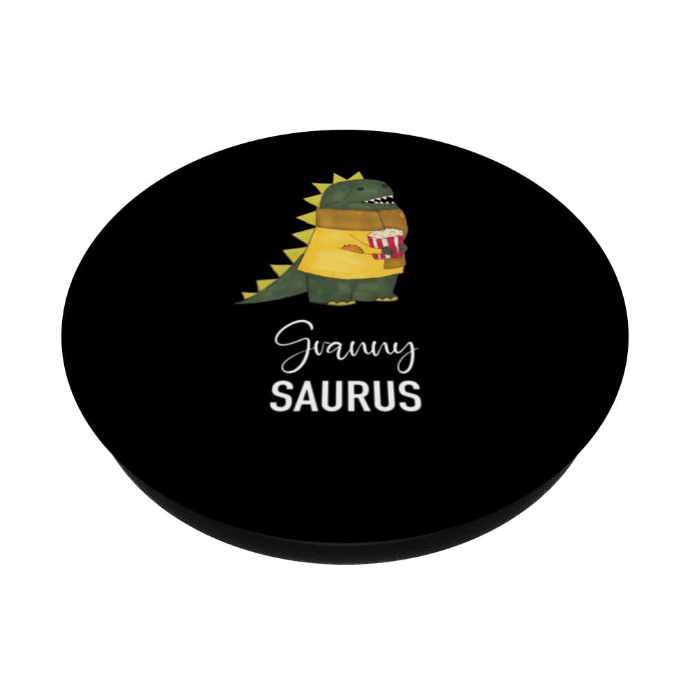 Granny Saurus - Funny Dinosaur PopSockets Swappable PopGrip, Black - Image 2
