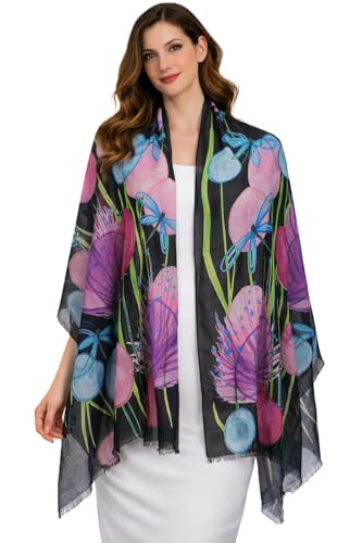 Image of VIC Cotton Modal Digital Print Scarf for Women | Digital Print Designer Stole | Soft Lightweight Luxury Wrap | Premium Cotton Modal Blend | 55 x 170 cm | VIC-SM-DP5517