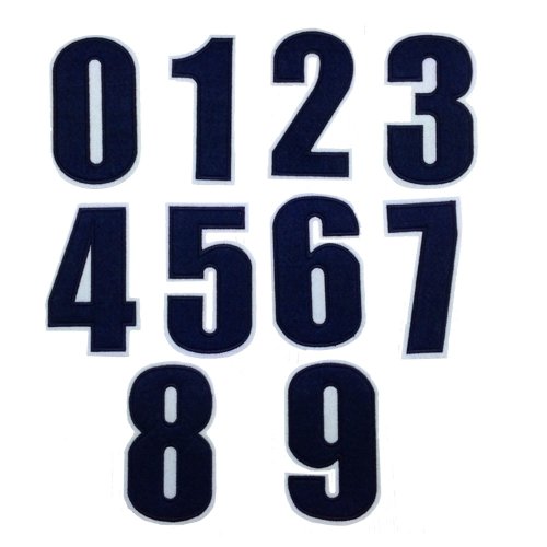 Number 0-9 Novelty Applique Patches (Iron or Sewing On) (Navy)