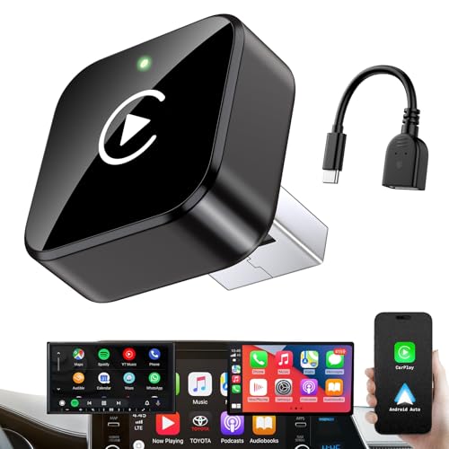 Wireless CarPlay Adapter 2026 Upgrade Mini Design, USB/USB-C Plug & Play Converts CarPlay to Wireless - Easy Use Fast Stable Connection Car Play for iPhone & Android