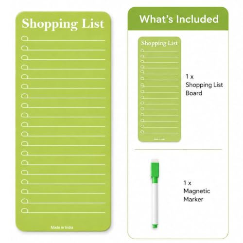 Image of Awestuffs Acrylic Shopping List Magnetic Dry Erase Board, Green