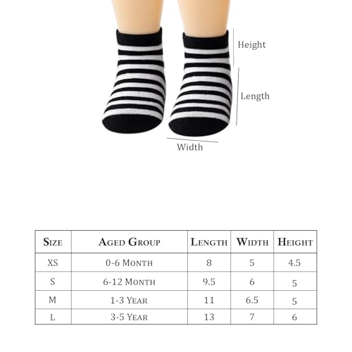 Image of MOMISY Baby Girl Boys Non Slip Regular Socks Kids Toddlers Infant Cotton Stretch Anti-Slip-6 Pairs (Dotted-Striped, 1 to 3 years), Multicolor