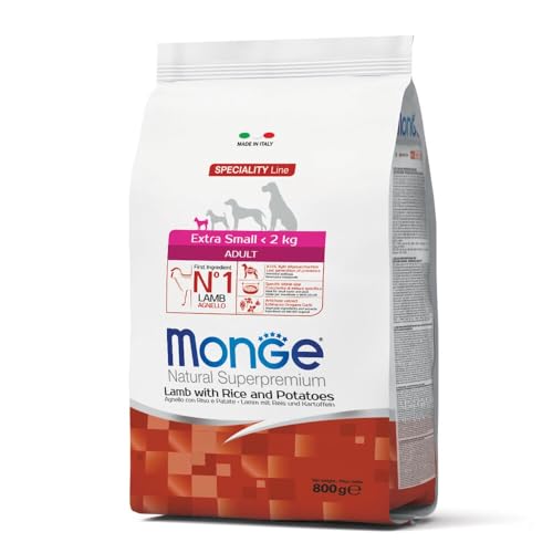 Monge Natural Superpremium ADULT LAMB WITH RICE AND POTATOES, Trockenfutter für Hunde (Hundefutter aus Lamm mit Reis und Kartoffeln, hochwertiges Futter, ohne Zusatz von Konservierungsstoffen, 800 g)