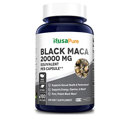 Black Maca Root 20000mg 180 Veggie Capsules (Vegetarian, Non-GMO, Gluten Free) Max Strength