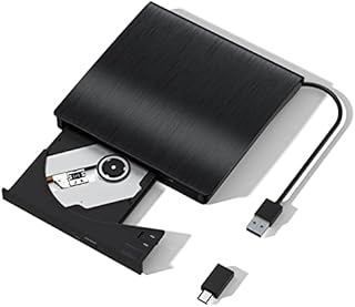 External DVD Drive, USB 3.0 USB C CD Burner Portable DVD CD +-RW Drive DVD Player for Laptop CD ROM Burner Compatible with Desktop PC Windows Linux OS Apple Mac