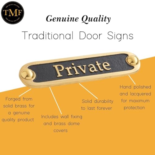 The Metal Foundry Private Metal Door Sign. Traditional Style Home Decor Accessories Door Or Wall Brass Plaque. Handmade In England.