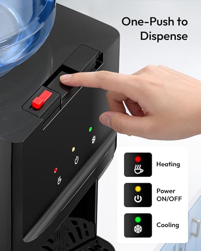 Image of Euhomy Top Load Water Dispenser for 3 or 5 Gallon Bottles, Countertop Water Cooler with 3 Temperatures, Hot & Cold Water with Child Safety Lock, for Home, Office, Kitchen