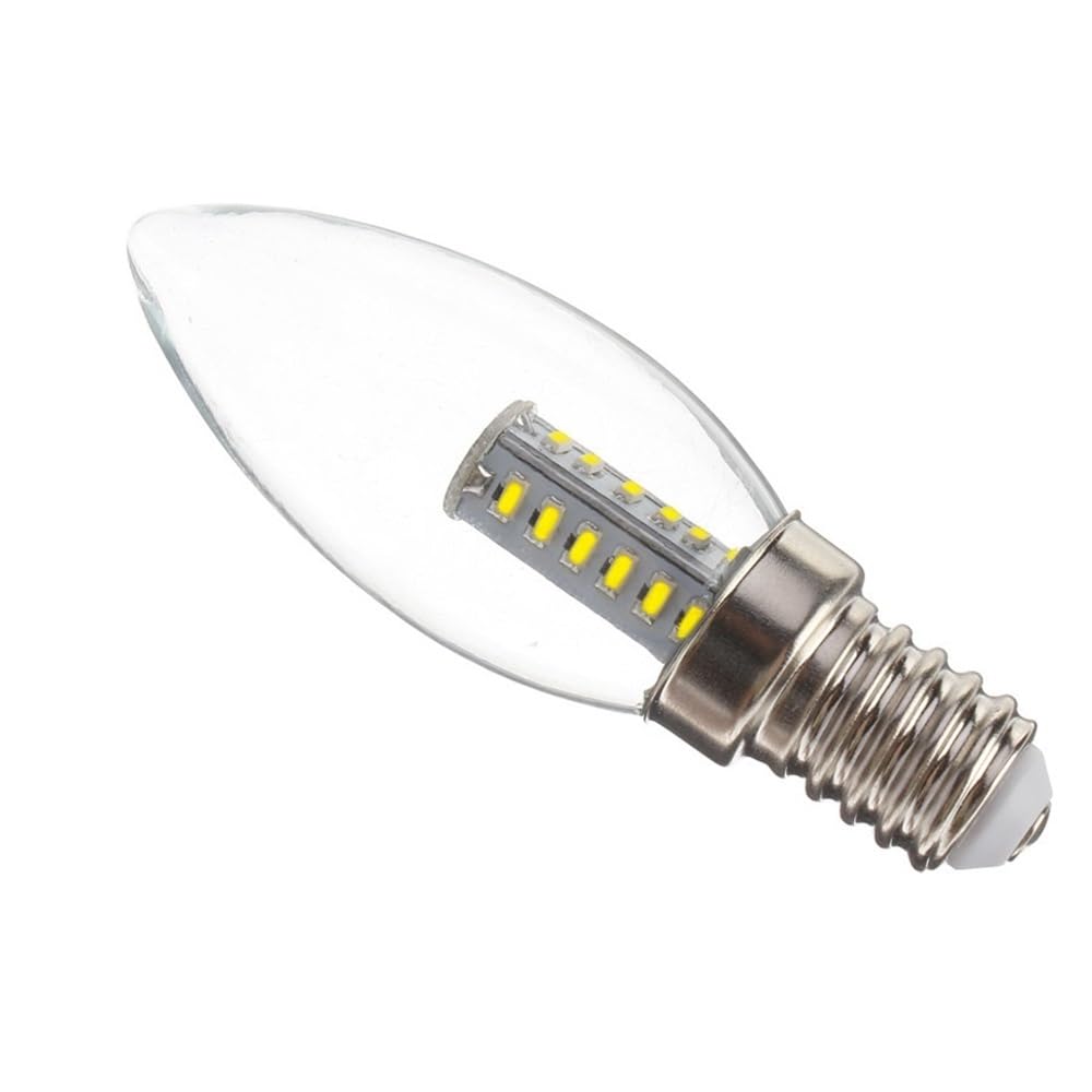 Fengyan Casa Lampadine Confezione da 20, Lampadina a Candela LED AC220V E14 2W Lampadario in Cristallo Lampadina a Punta Copertura in Vetro Trasparente Domestico Lampada(Warm White)