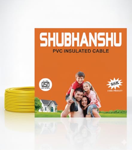 Image of 1.50 SQMM PVC Insulated Pure Copper Wire | Single Core Flexible Electric Cable | ISI Certified | 90 Meters | Yellow