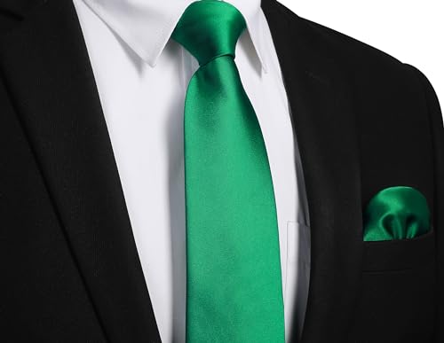Image of Enlision Mens Ties Solid Color Satin Necktie Ties for men Handkerchief Cufflinks Pocket Squares for Wedding