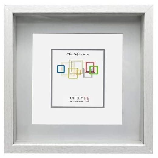 Chely Intermarket | 7B3C | Marcos con Profundidad 15x15 cm (Medida Interior de paspartú 10x10 cm) (Blanco) MOD-3503 | Marco de Fotos para Decoración de Casa | Fotografías de Boda.(3503-15x15-0,30)