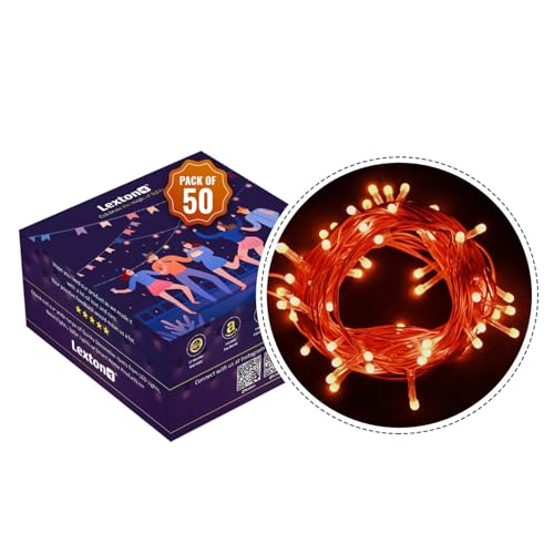 Image of Lexton 40 LED Power Pixel Serial String /Fairy Light | Plug Sourced | Suitable for Home & Outdoor Decoration, Diwali, Christmas, Ramadan, Wedding, Party, Festival (Pack of 50, Orange)