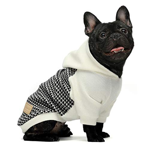 Fitwarm Knitted Pet Clothes Dog Sweater Hoodie Sweatshirts Pullover Cat Jackets White Small