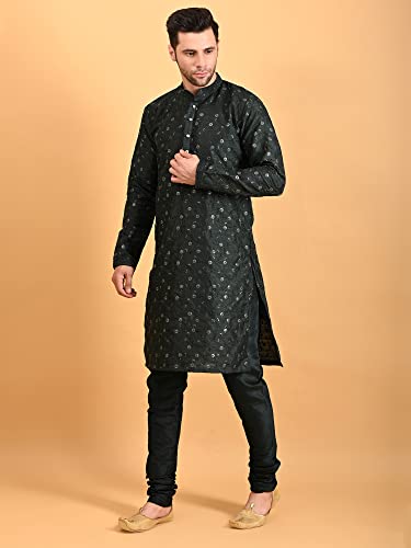 Image of Uri and MacKenzie Embroidery Silk Men's Kurta Pyjama Set