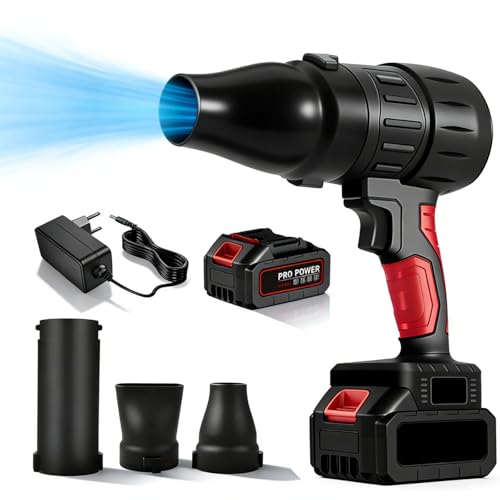Mini Soplador De Hojas Bateria, 800W 35000 RPM Turbo Soplador De Aire Potente Sopladora De Hojas Con 1300mAh Baterías, 3 Boquillas, Cordless Turbo Leaf Blower Para JardíN, Coche, Nieve Y Polvo
