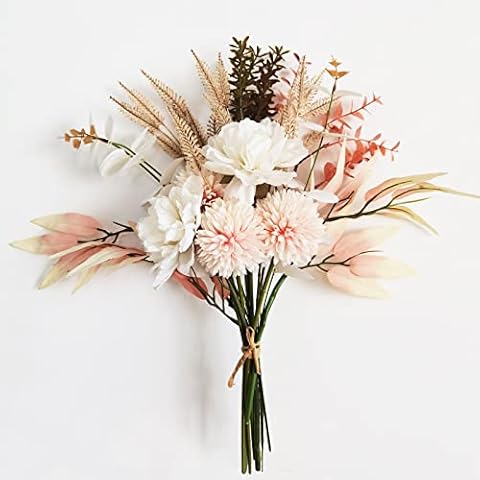 Artificial Flowers Bouquets Fake Chrysanthemum Flowers Combo Floral Arrangements Bouquet Elegant Decoration for Wedding Home Kitchen Garden Party Table Centerpieces Décor Champagne Cover