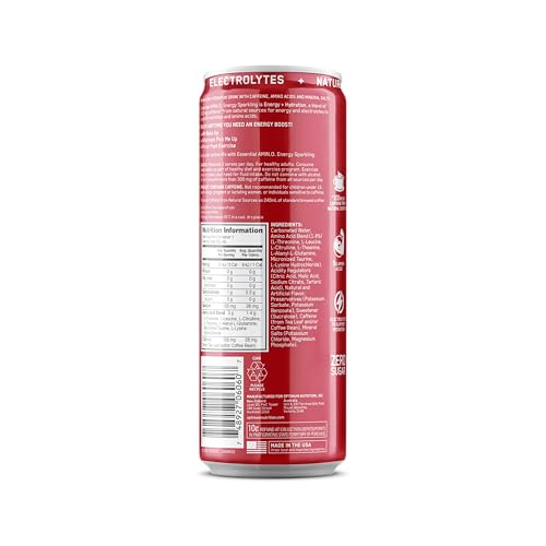 Image of Optimum Nutrition Amino Energy Sparkling Hydration Drink,Electrolytes,Caffeine,Amino Acids,BCAAs,Sugar Free,Juicy Strawberry,12 Fl Oz,(Packaging May Vary),12 Count (Pack of 2)