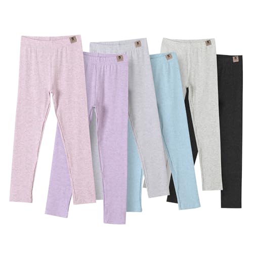 6 Pack Girls Leggings Yoga Pants for Kids Full Length Stretchy Pants Toddler Girl Solid Basic Leggings2