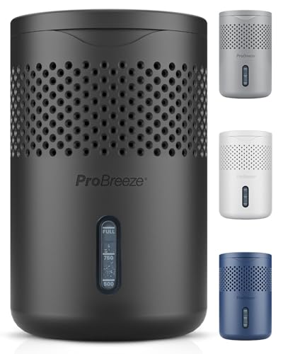 Pro Breeze Osmo Dehumidifier - Silent & Refillable Moisture Absorber for Damp & Condensation at Home Bedroom Wardrobe - Bathroom Mould Remover with 700g Refillable Tablet - Black