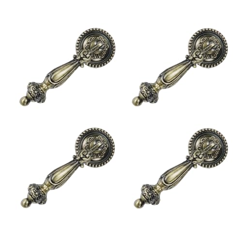 FarBoat 4 pomos colgantes de aleación de zinc para gabinete, manijas decorativas antiguas para muebles, cómodas, armarios, cajones (L2.6 pulgadas, bronce)