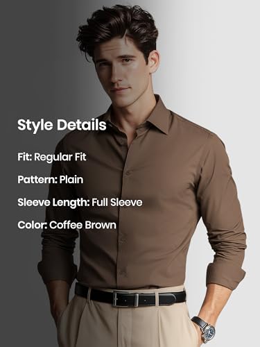 Image of Beyoung Cotton Plain Regular Fit Shirt for Men | Full Sleeve | Formal Shirt | Classic Collar Cotton